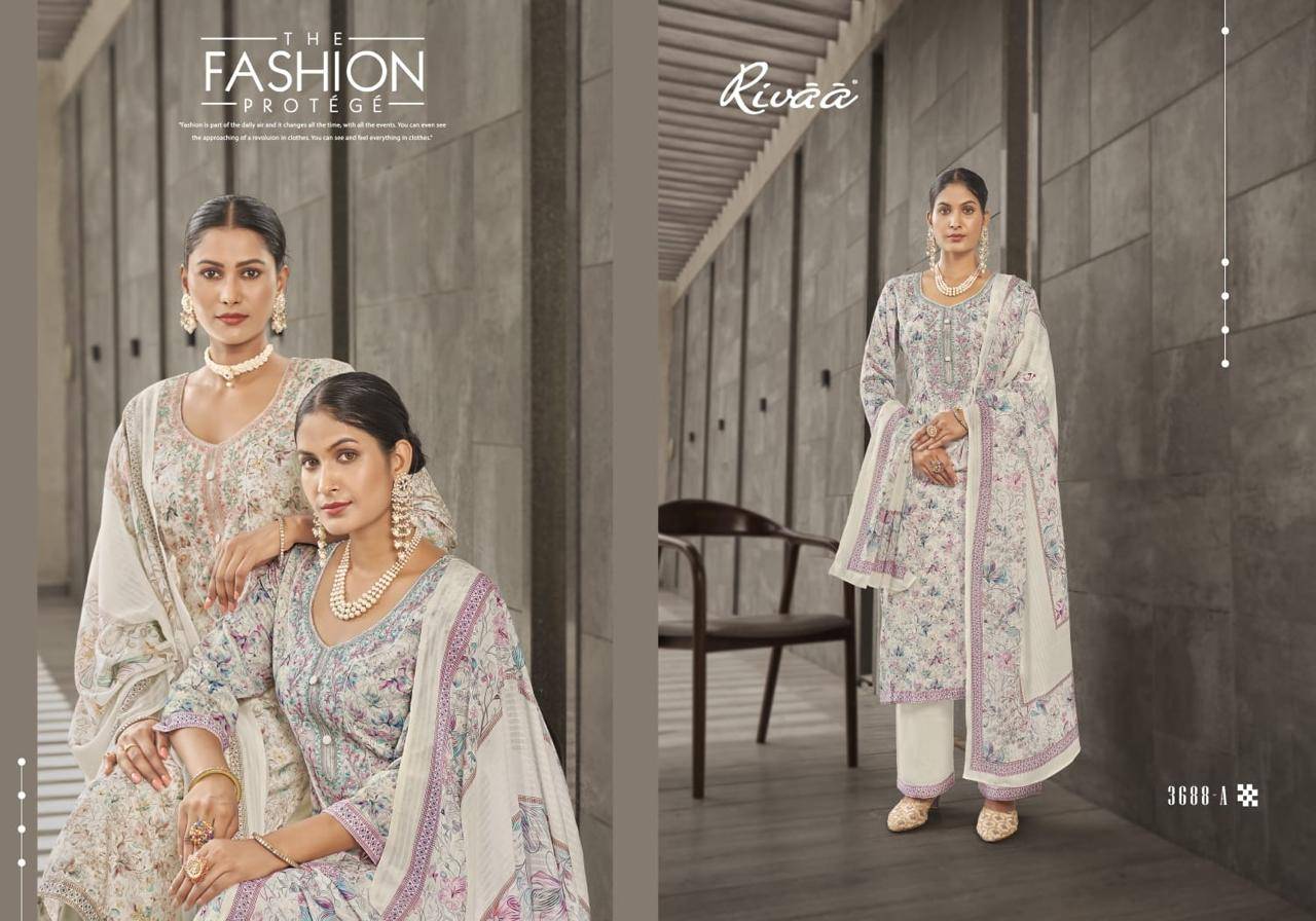 SUPRITA By RIVAA 3685 A TO 3688 B Beautiful Festive Suits Stylish Colorful Fancy Casual Wear & Ethnic Wear Jaam Satin Dresses At Wholesale Price